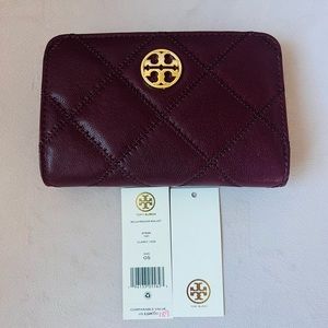 NWT Tory Burch Red Diamond Quilt Medium Bi-Fold Wallet, Retail $198